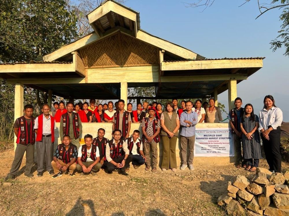 Officials and others during the inauguration of multiplex giant rainwater harvesting structure at Alayung, Longleng on April 12.